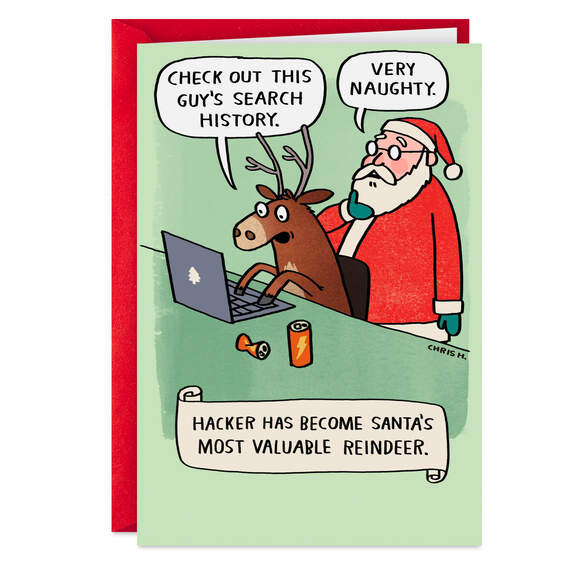 Hacker the Reindeer Funny Christmas Card