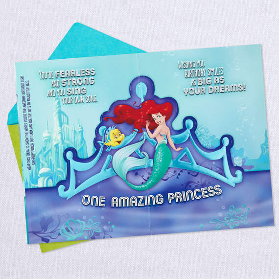 Disney The Little Mermaid Birthday Card for Granddaughter With Tiara, , large image number 4