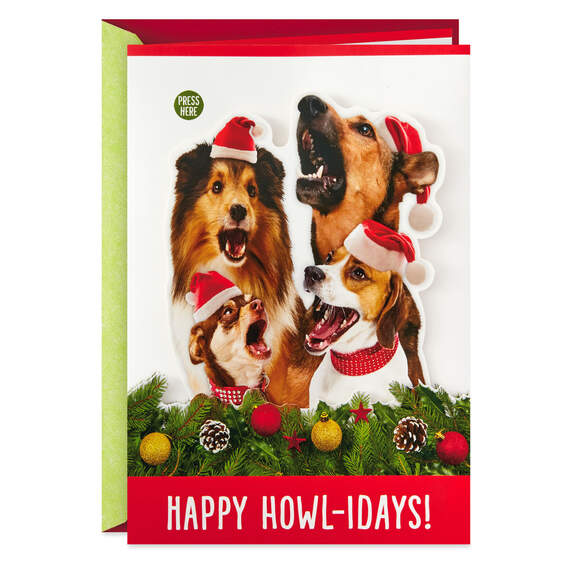 Dog Quartet Christmas Card With Sound and Motion, , large image number 1