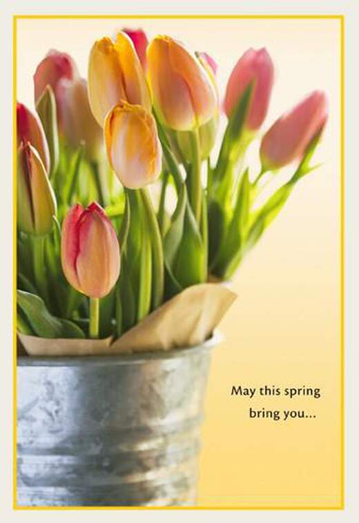 Bucket of Tulips Easter Card, , large image number 1