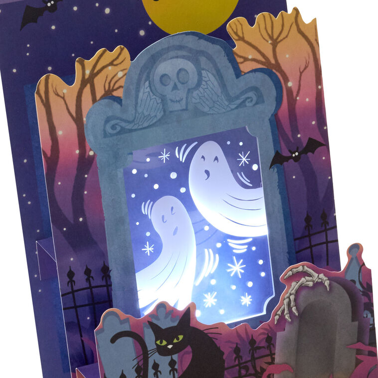 Ghosts in the Graveyard Musical Pop-Up Halloween Card With Light, , large image number 6