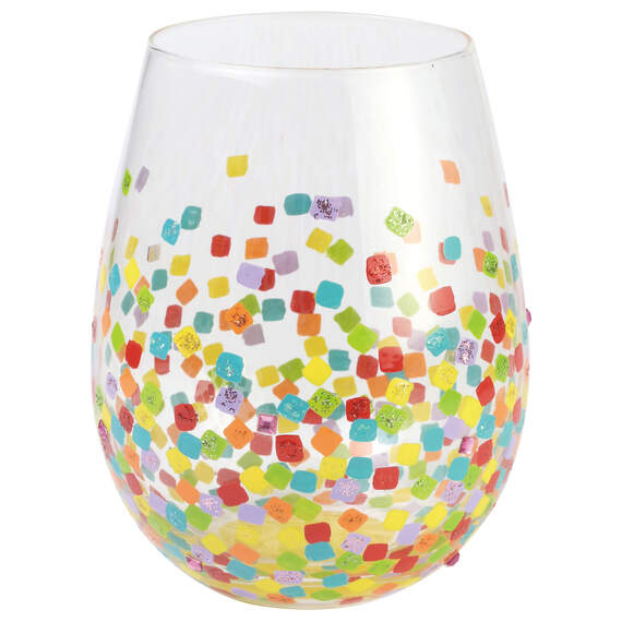 Lolita Confetti Handpainted Stemless Wine Glass, 20 oz.