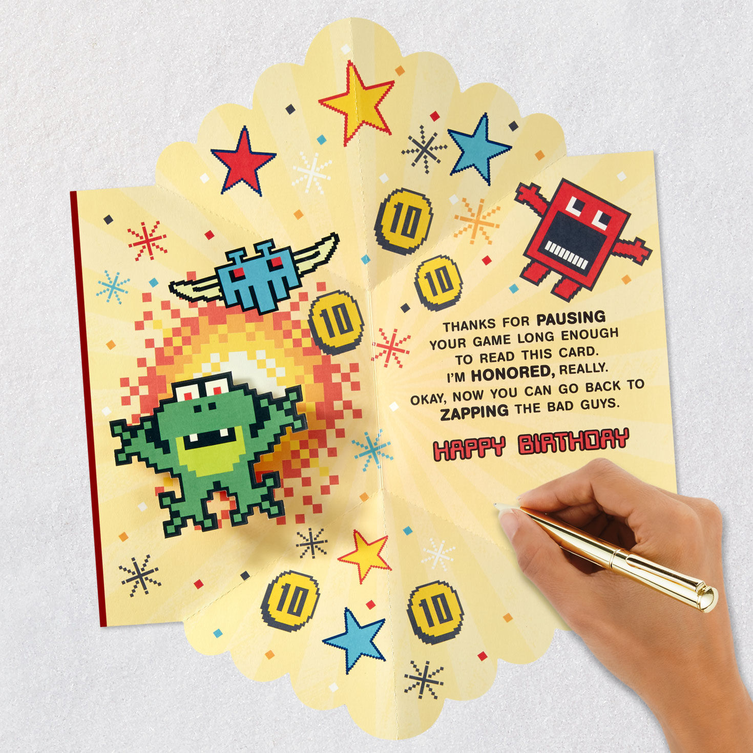 Red and Black Arcade Game 10th Birthday Card Signing card image number 6