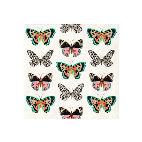 Butterflies on White Cocktail Napkins, Set of 16, , large
