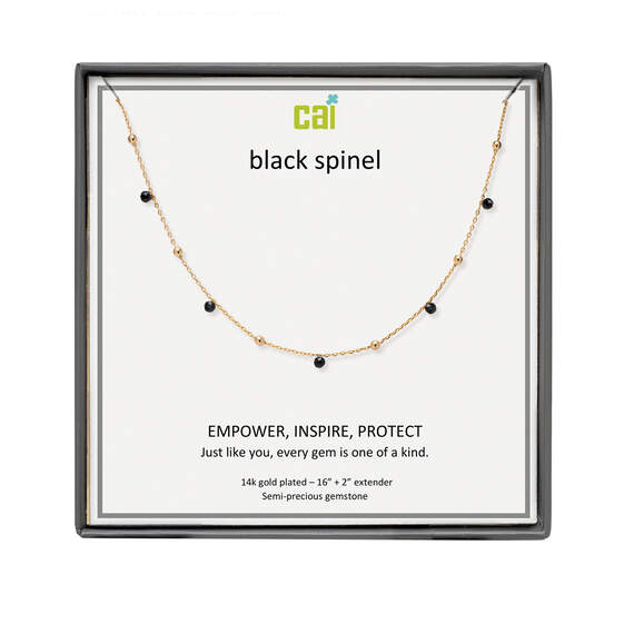 CAI Jewelry Gold and Black Spinel Satellite Necklace