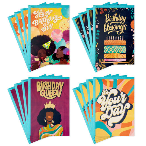 Bold and Uplifting Assorted Birthday Cards for Her, Pack of 16, 