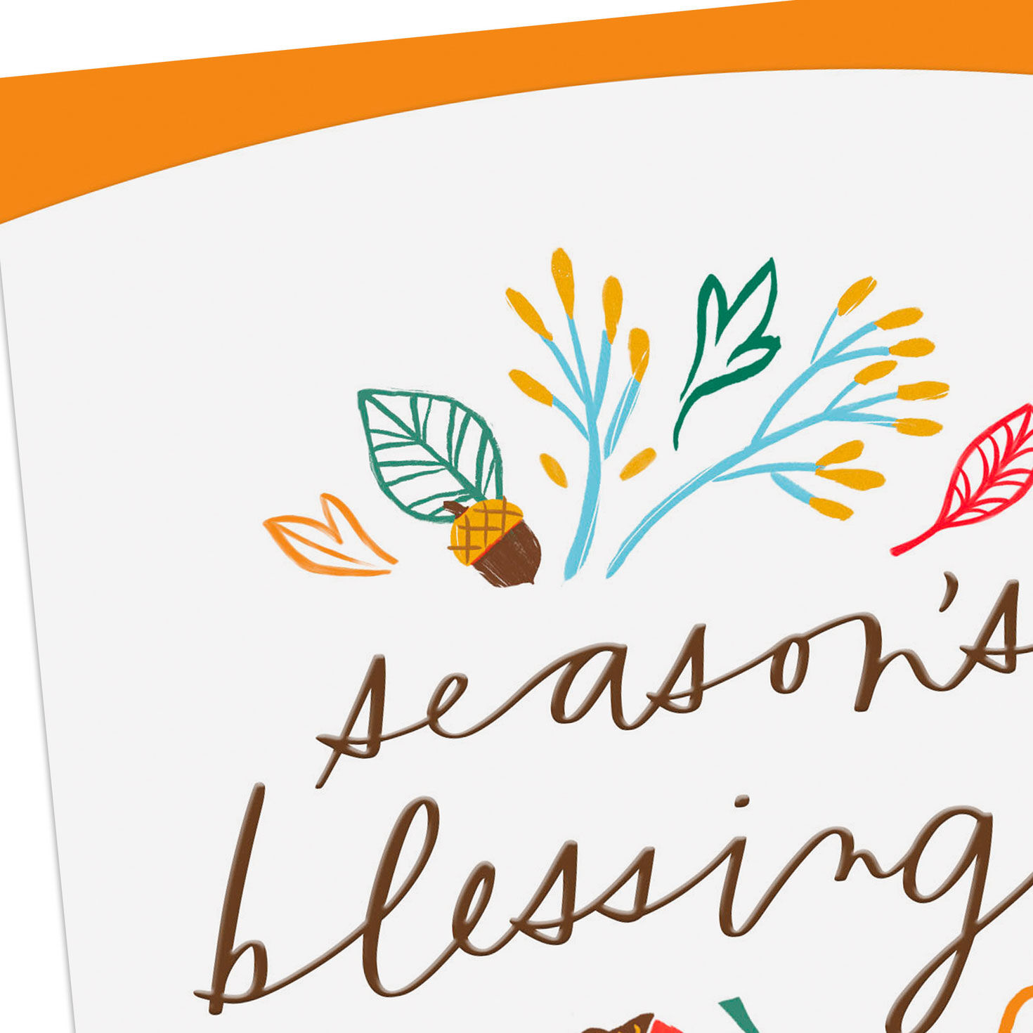 Acorns and Fall Leaves Thanksgiving Card Card Front Detail image number 4