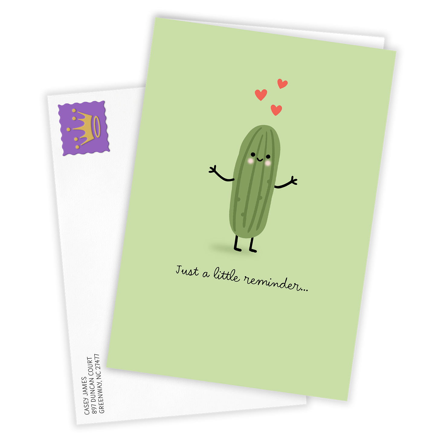 Pickle With Face Arms Personalized Encouragement Card Card Front with Envelope image number 2