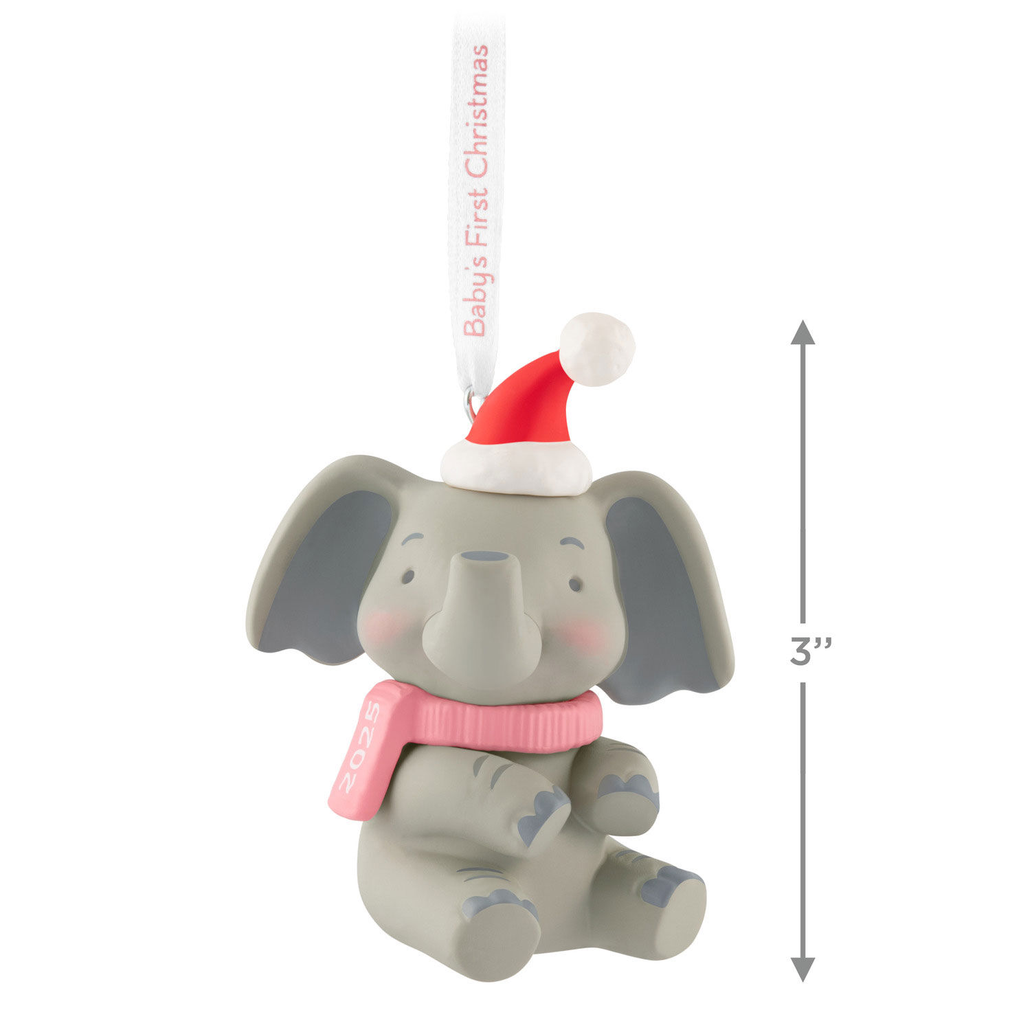 Baby Girl 1st Christmas Elephant Keepsake Ornament measurement image number 3