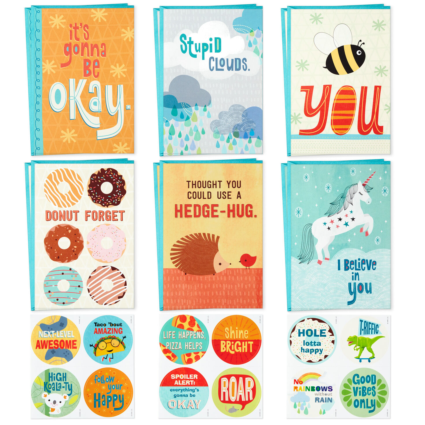 Whimsical Assorted Kids Encouragement Cards With Stickers Pack Of 12 Boxed Cards Hallmark