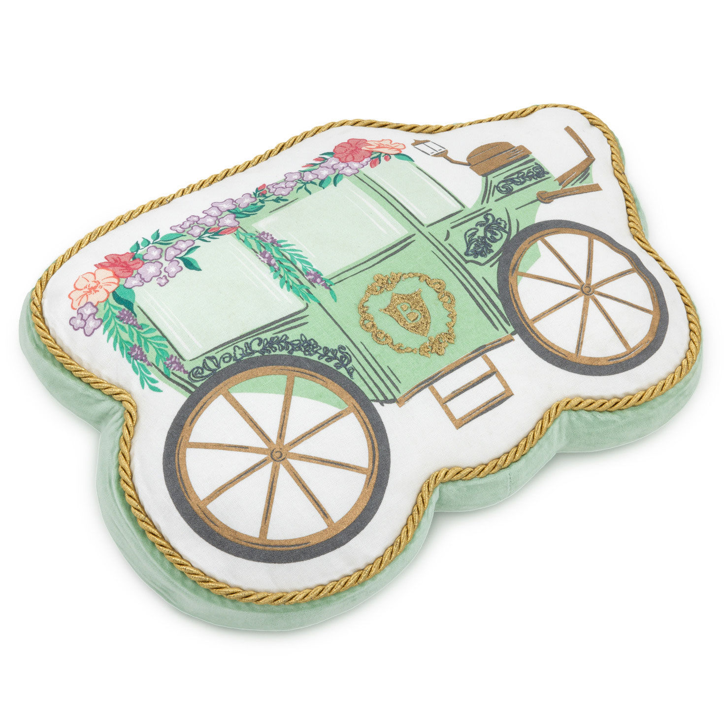 Bridgerton Green Carriage Shaped Throw Pillow side image number 3