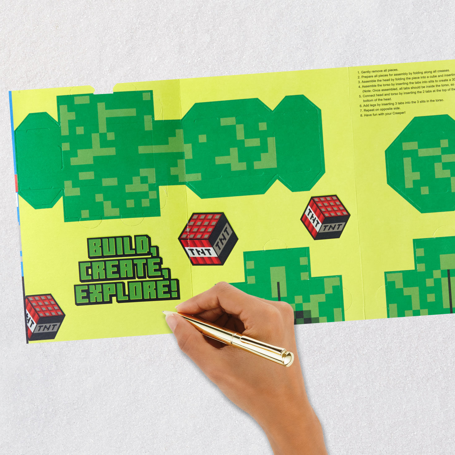 Minecraft Birthday Card for Kids With 3D Creeper signing card image number 9