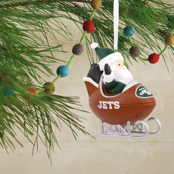 NFL New York Jets Santa Football Sled Hallmark Ornament, , large image number 2