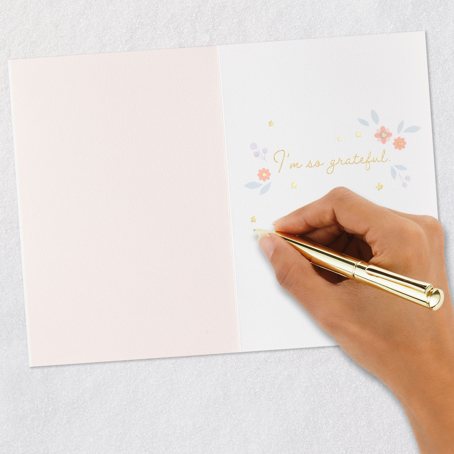 Pink and Purple Flowers So Grateful Thank-You Card, , large image number 6