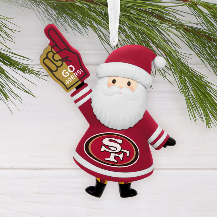 San Francisco 49ers Santa Fan Christmas Ornament hanging on tree image number 2