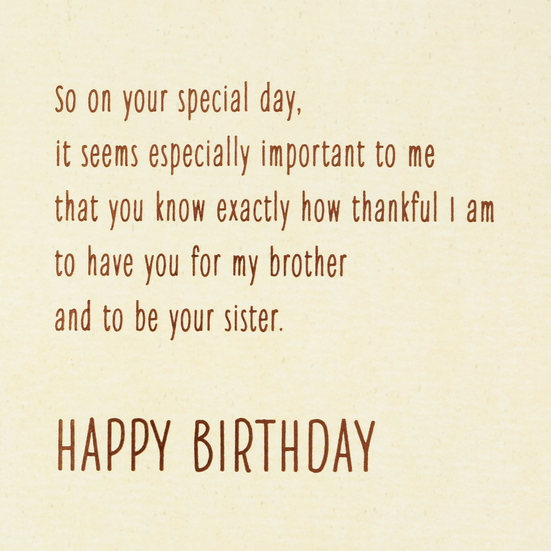 Thankful for You Birthday Card for Brother From Sister Greeting Cards