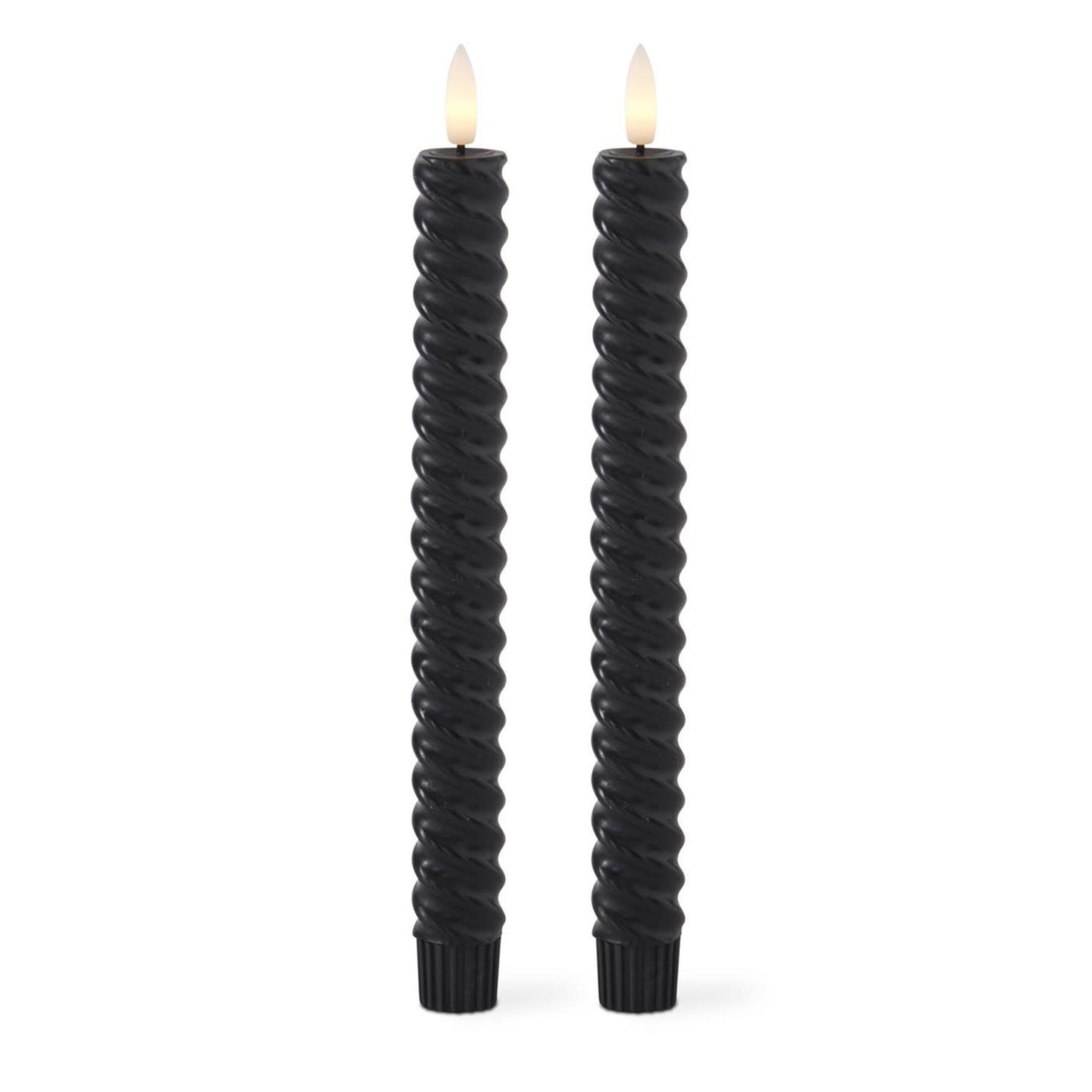K&K Interiors 9.75-inch Black Spiral LED Taper Candles, Set of 2