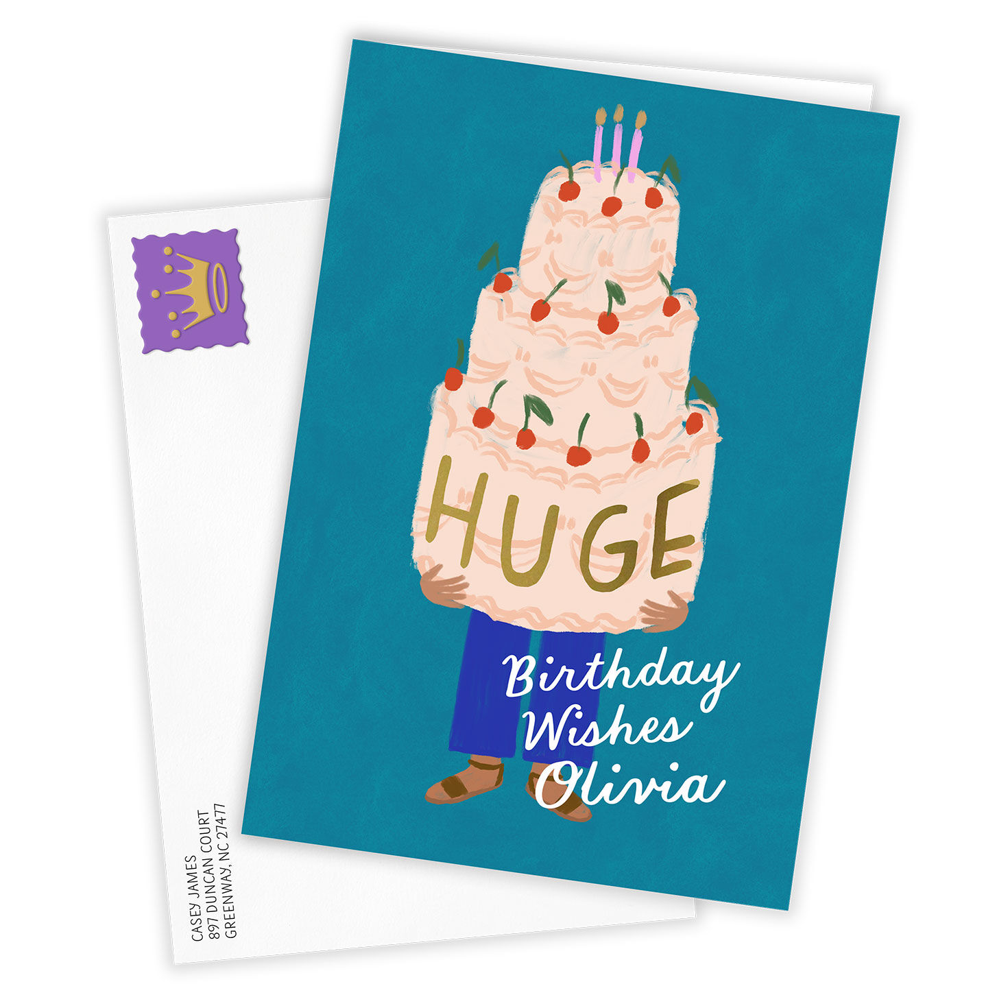 Person Holding Huge Cake Personalized Birthday Card Card Front with Envelope image number 2