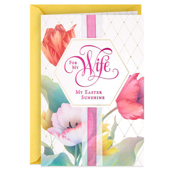 Variegated Tulips Easter Card for Wife, , large image number 1