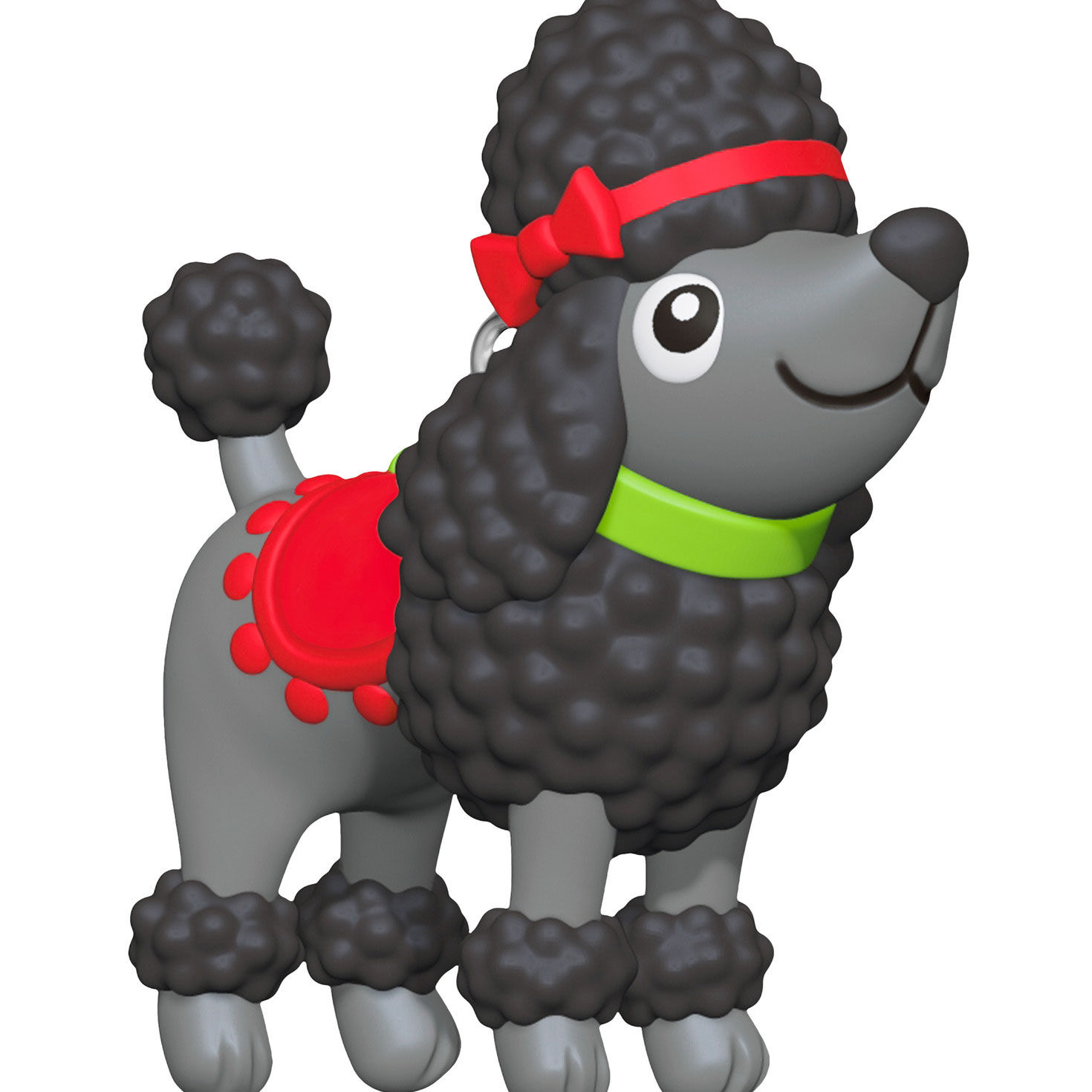 Gray Dog With Red Blanket Bow Keepsake Ornament  image number 5