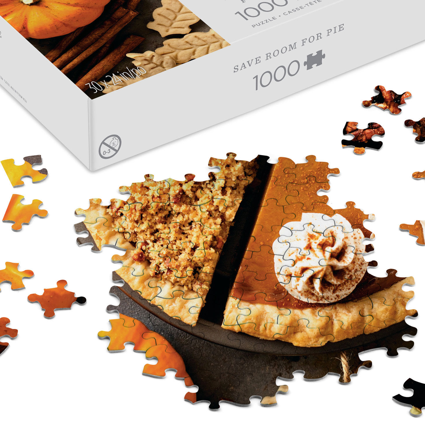 Pumpkin, Pecan, Apple Pie Jigsaw Puzzle upclose view image number 3