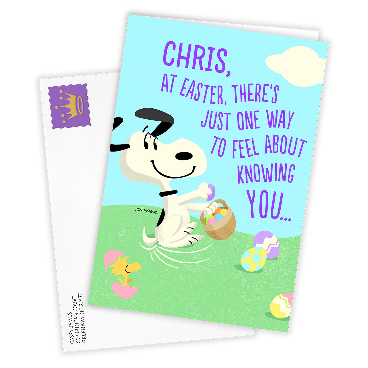 Peanuts&reg; Egg-stremely Lucky to Know You Custom Easter Card, , large image number 2