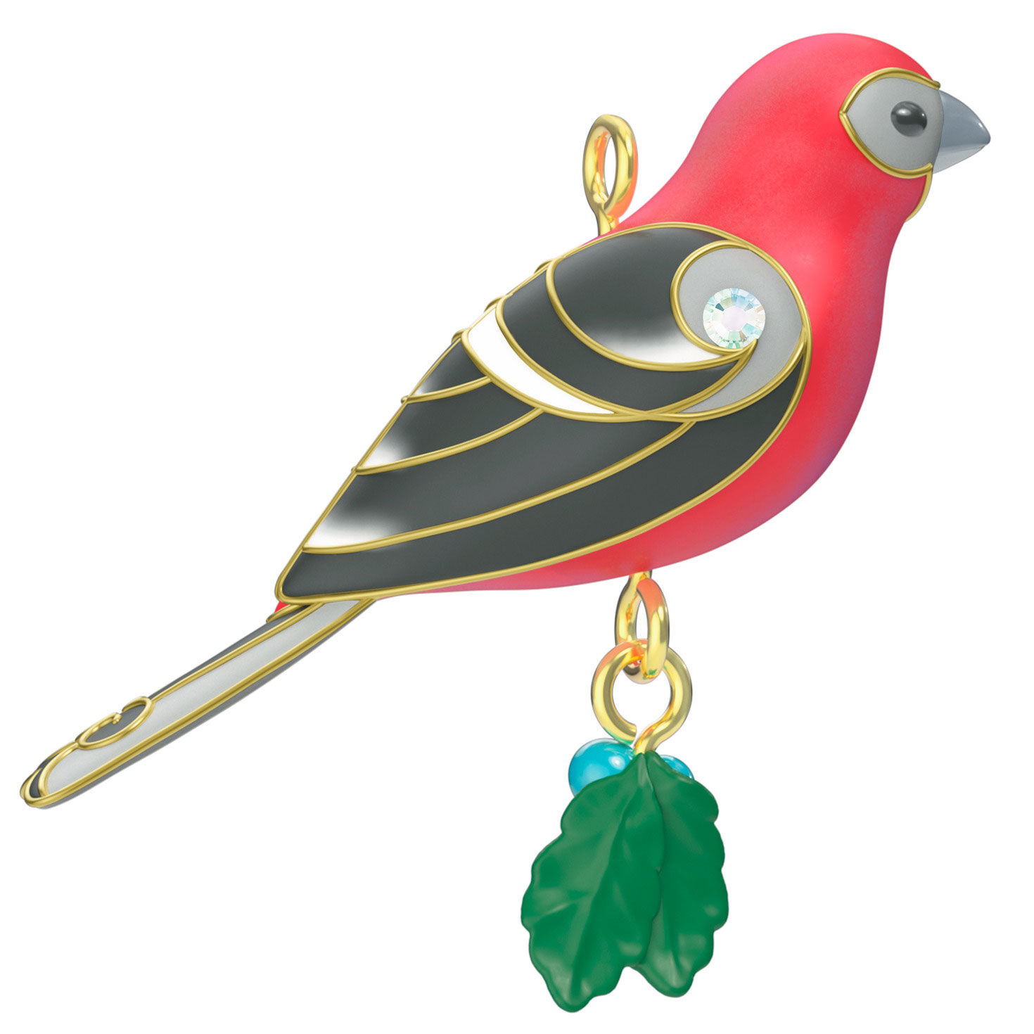Pink and Black Bird Keepsake Ornament back image number 6