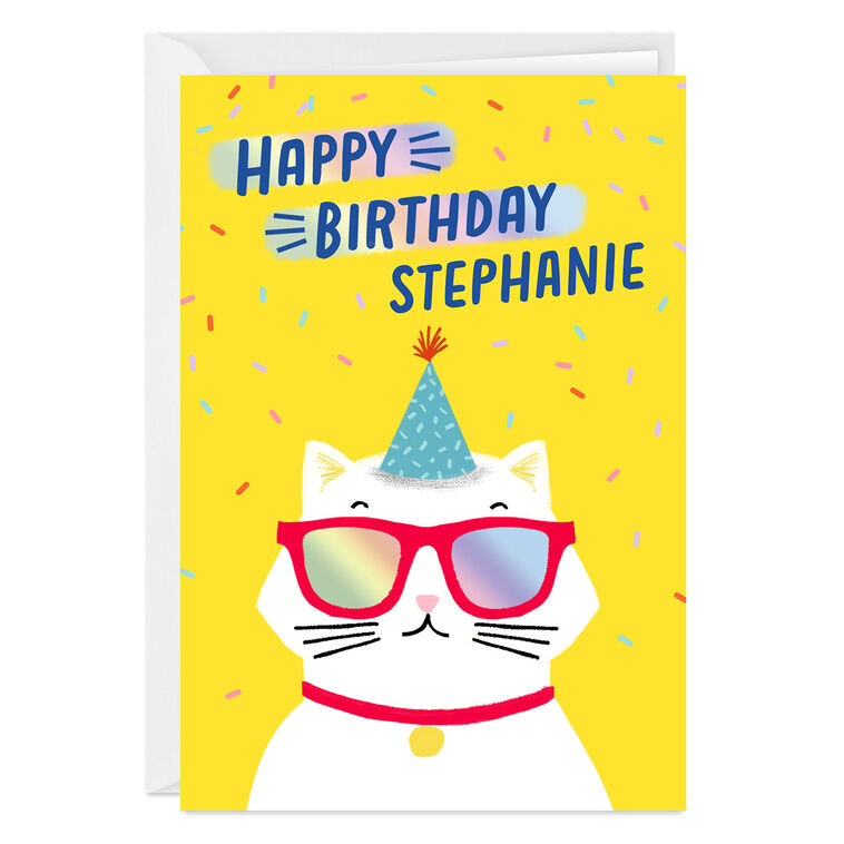 Fun Party Cat Custom Birthday Card