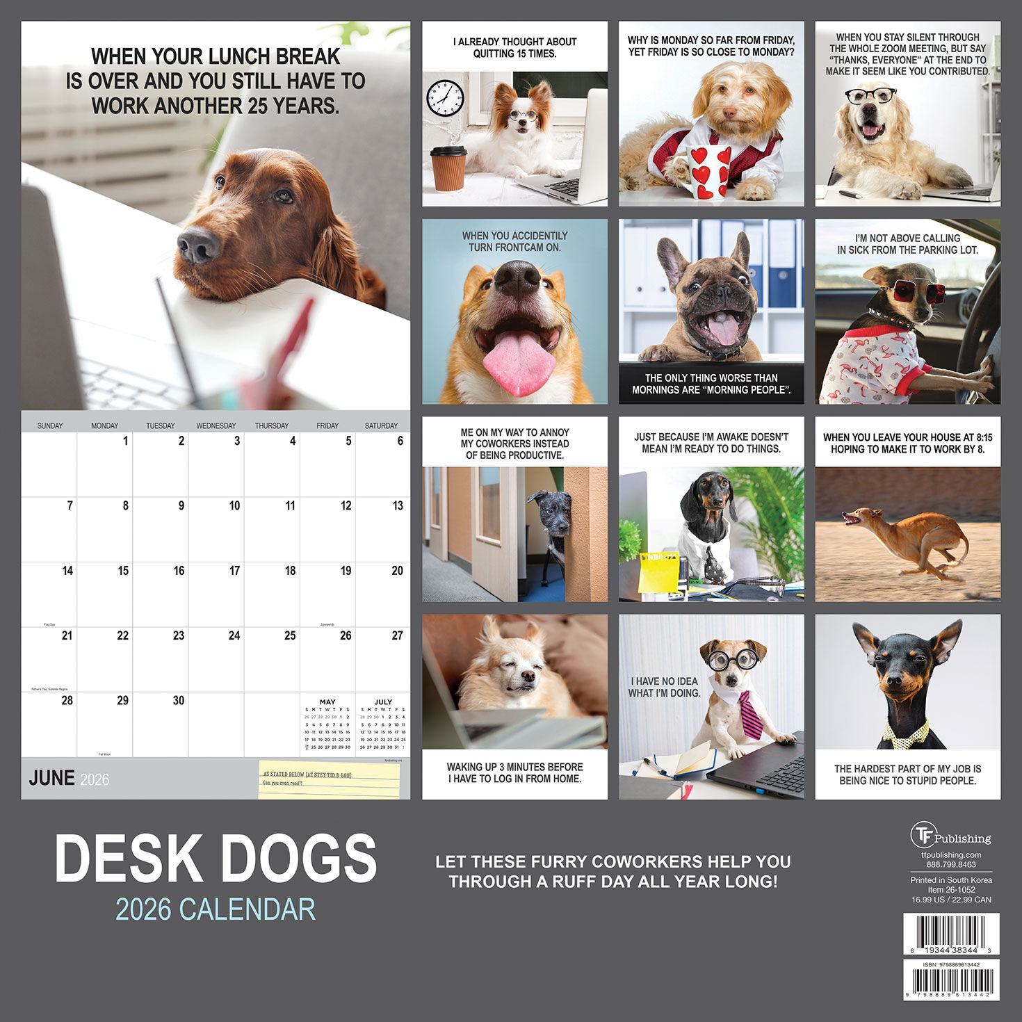 Time Factory Desk Dogs Funny 2026 Wall Calendar for only USD 16.99 | Hallmark