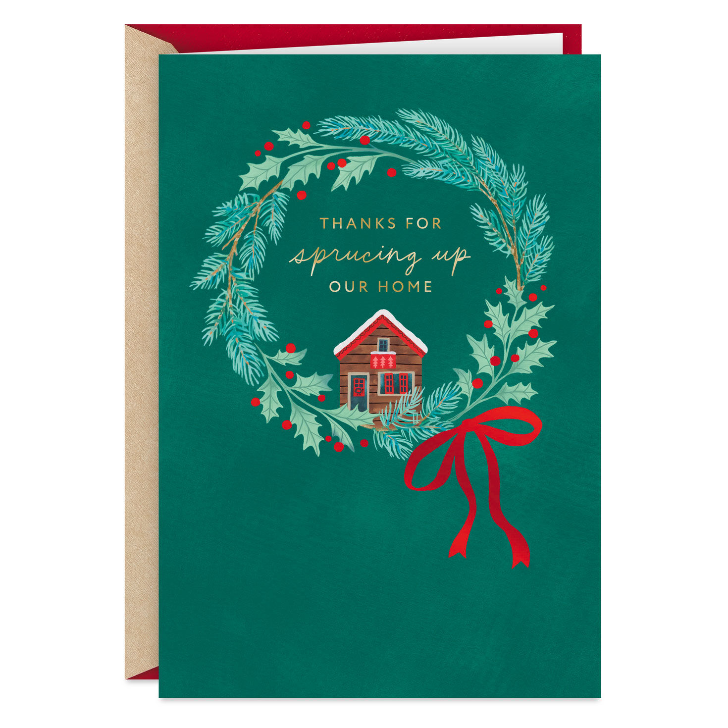 Thanks for Sprucing Up Our Home Christmas Card for House Cleaner