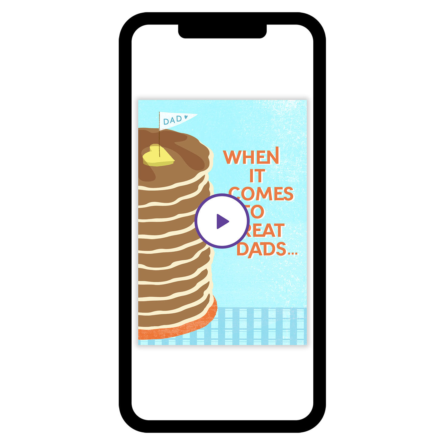 Pancakes Personalized Father's Day Card phone with card front image number 1