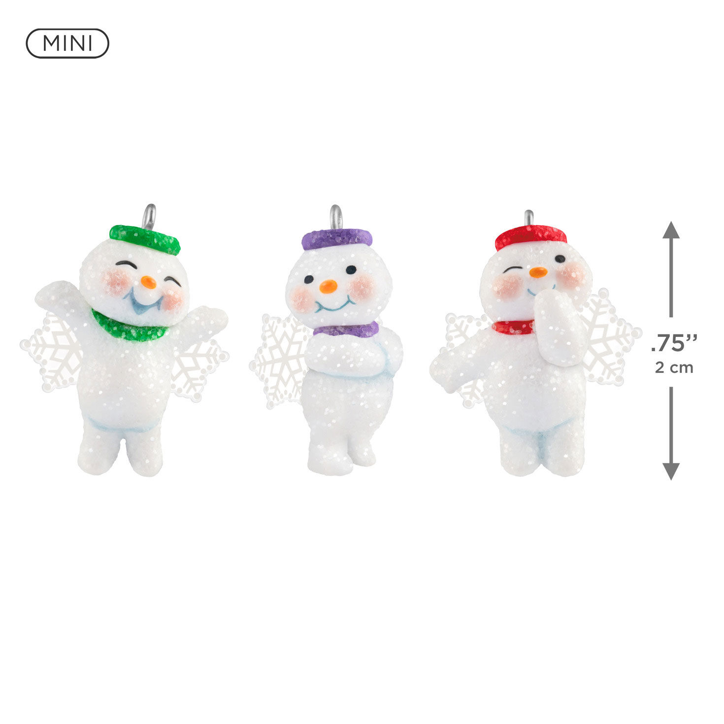 Set of 3 Angel Snowmen Keepsake Ornaments measurement image number 3