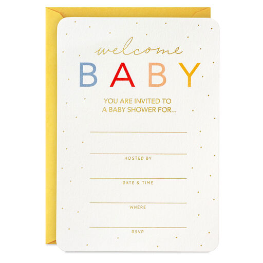 Gold Dots Baby Shower Invitations, Pack of 10, 