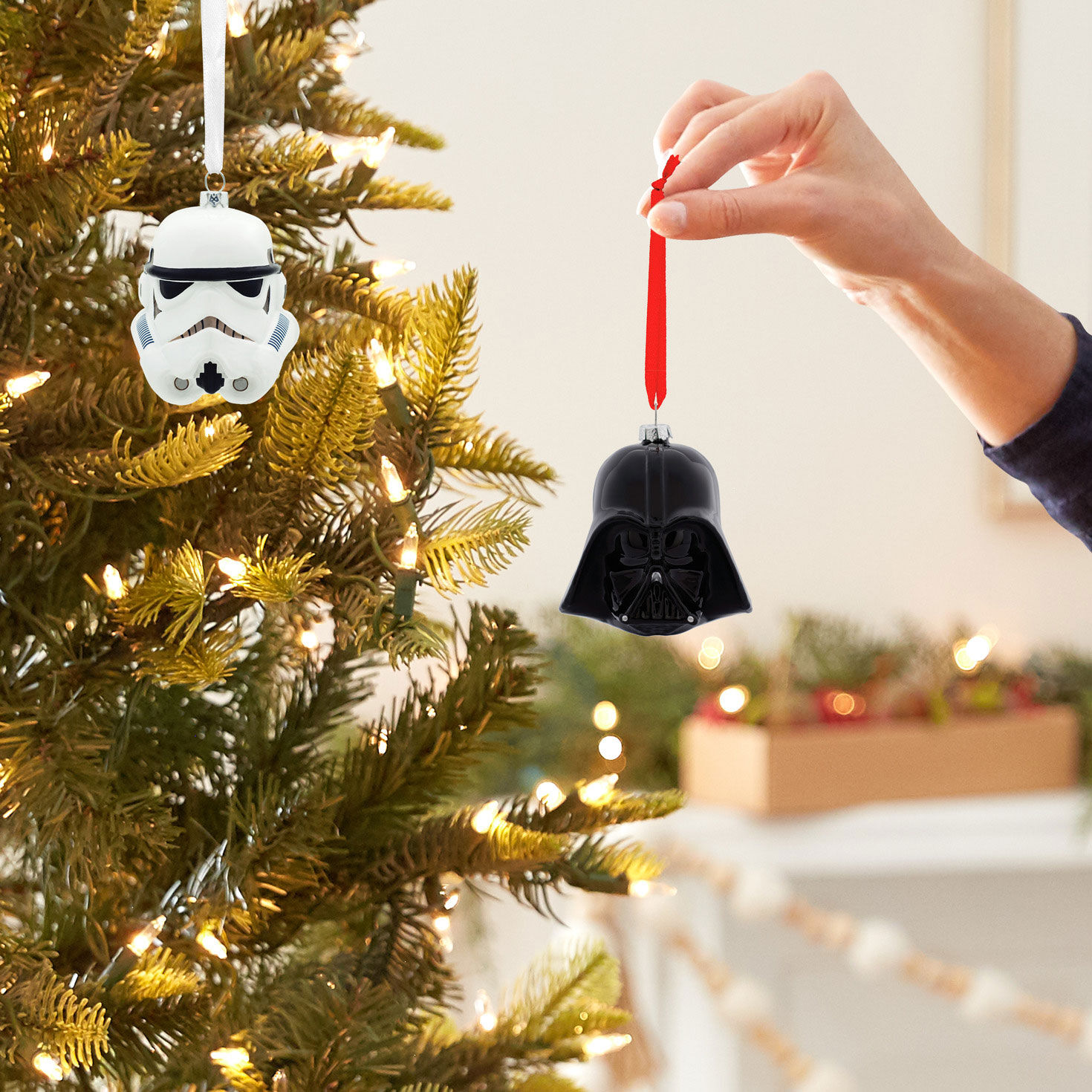 Star Wars Helmets Christmas Ornaments hand holding item image number 4