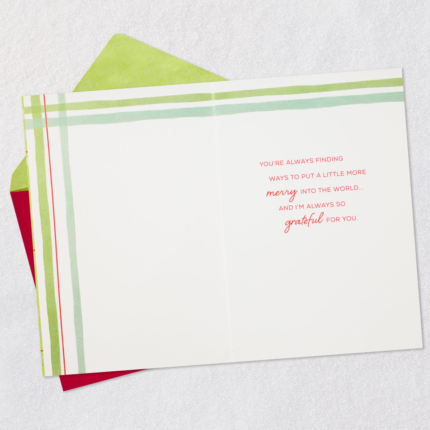 Red Ornament Green Plaid Christmas Card for Brother Open card with envelope image number 3