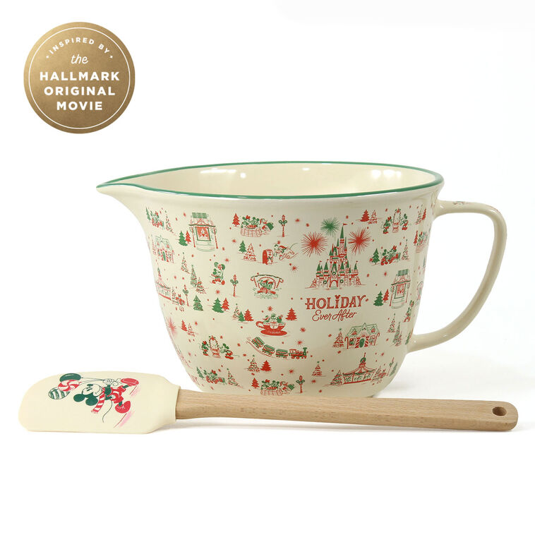 Pink Green Holiday Disney Pattern Mixing Bowl, Spatula image number 1
