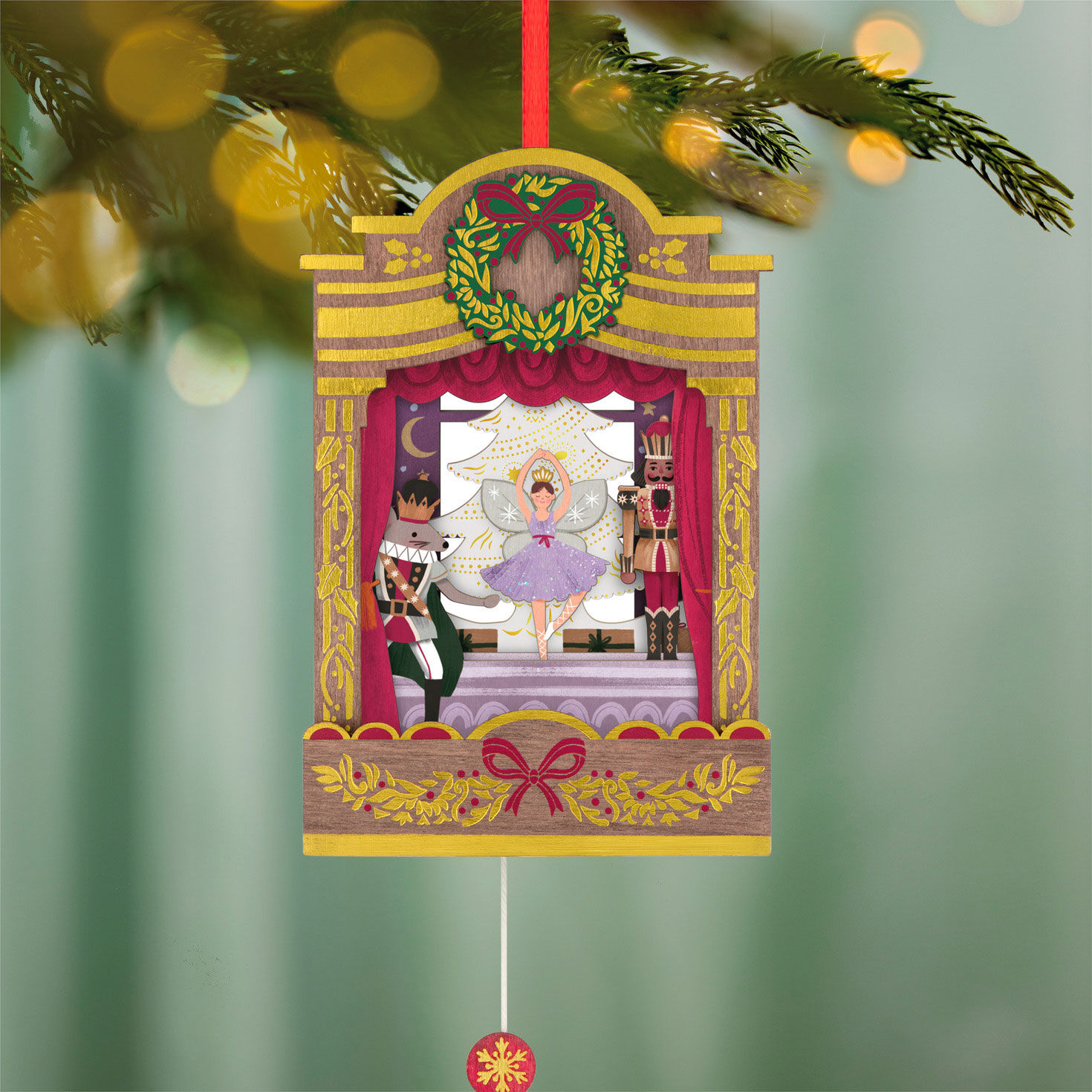 The Nutcracker Ballet Papercraft Keepsake Ornament hanging on tree image number 2