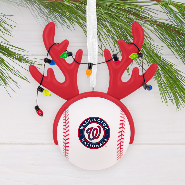 Nationals Reindeer Baseball Christmas Ornament hanging on tree image number 2