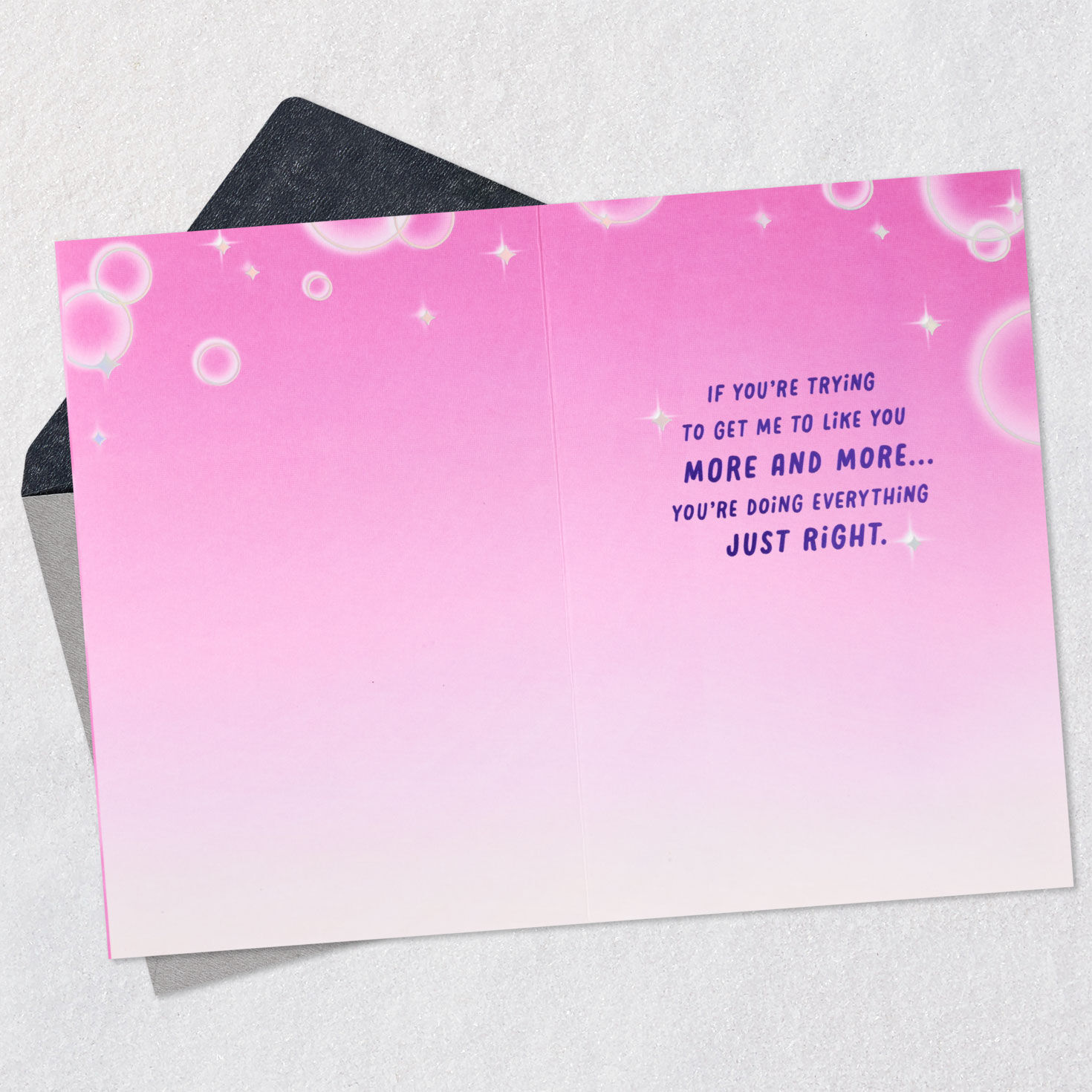 Just Right Anime Couple Kissing Romantic Love Card Open card with envelope image number 3