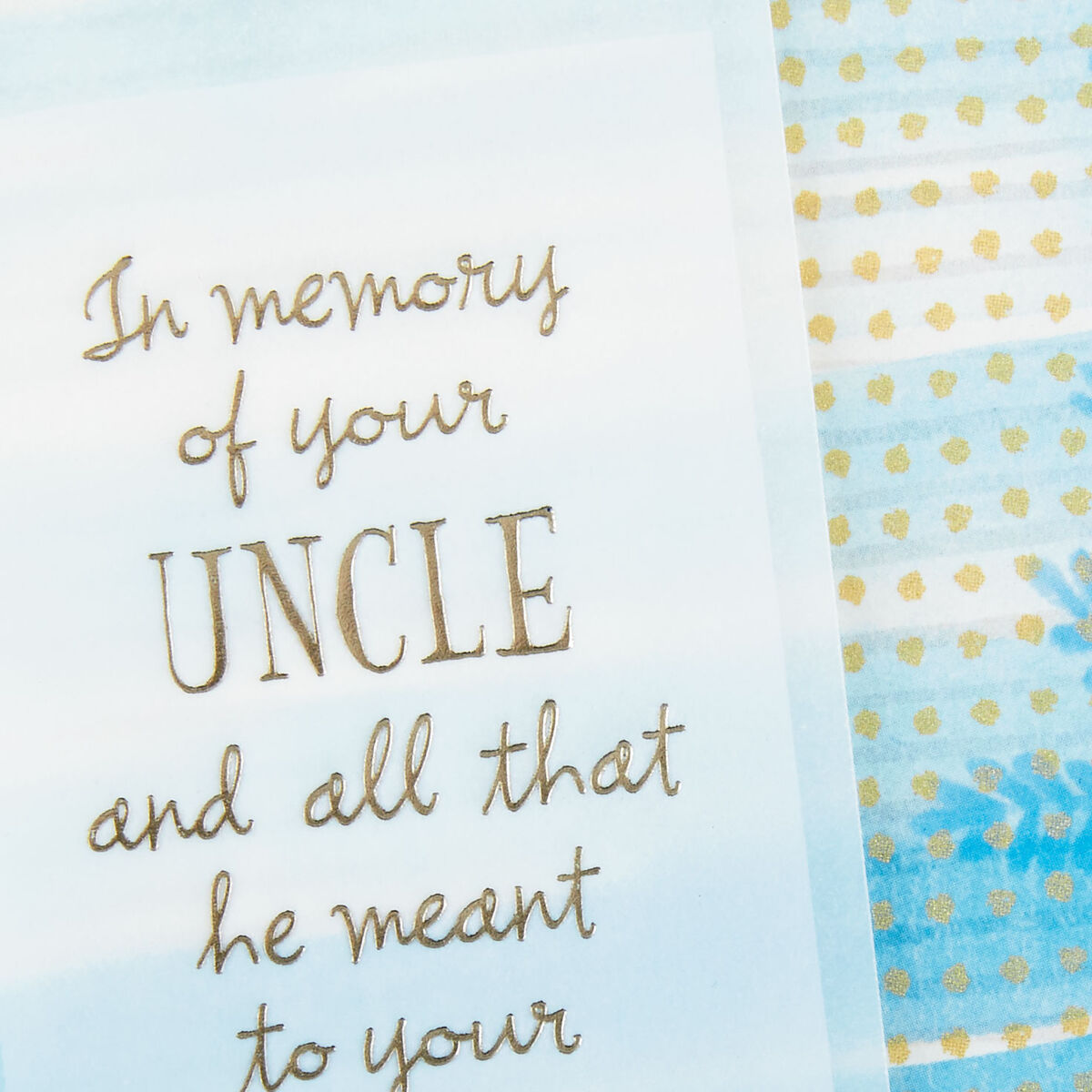 Blue Watercolor Plants Loss of Uncle Sympathy Card - Greeting Cards