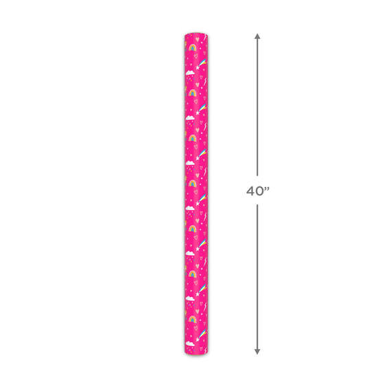 Rainbows and Flowers on Pink Jumbo Wrapping Paper, 90 sq. ft., , large image number 5