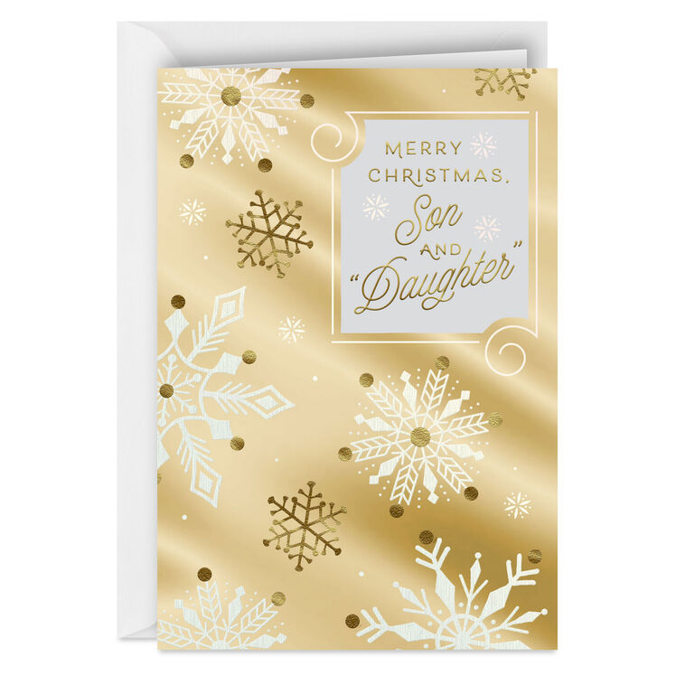 Joy, Peace and Love Christmas Card for Son and Daughter-in-Law