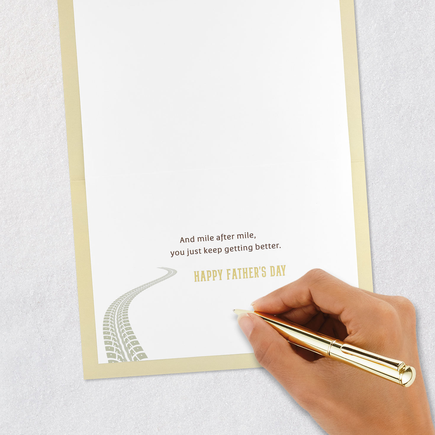 Gold Motorcycle on Green Father's Day Card Signing card image number 6