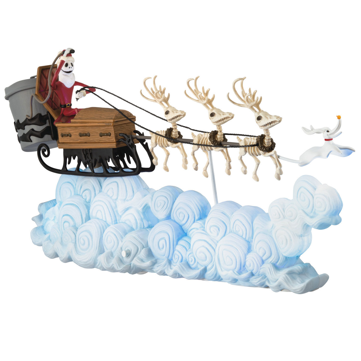 Disney Tim Burton's The Nightmare Before Christmas Santa Jack's Sleigh Ride Tabletop Decoration With Light and Sound