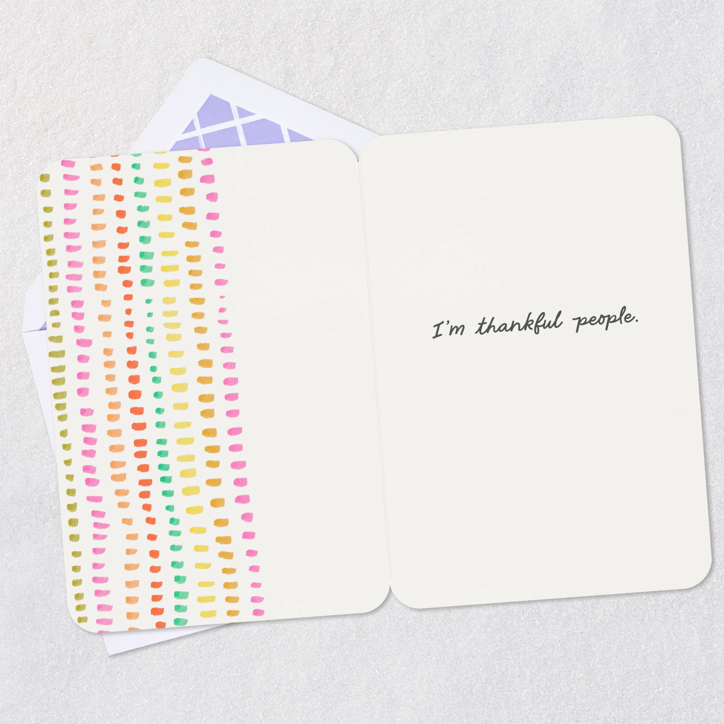 Colorful Dot Dash Pattern Thank You Card Open card with envelope image number 3