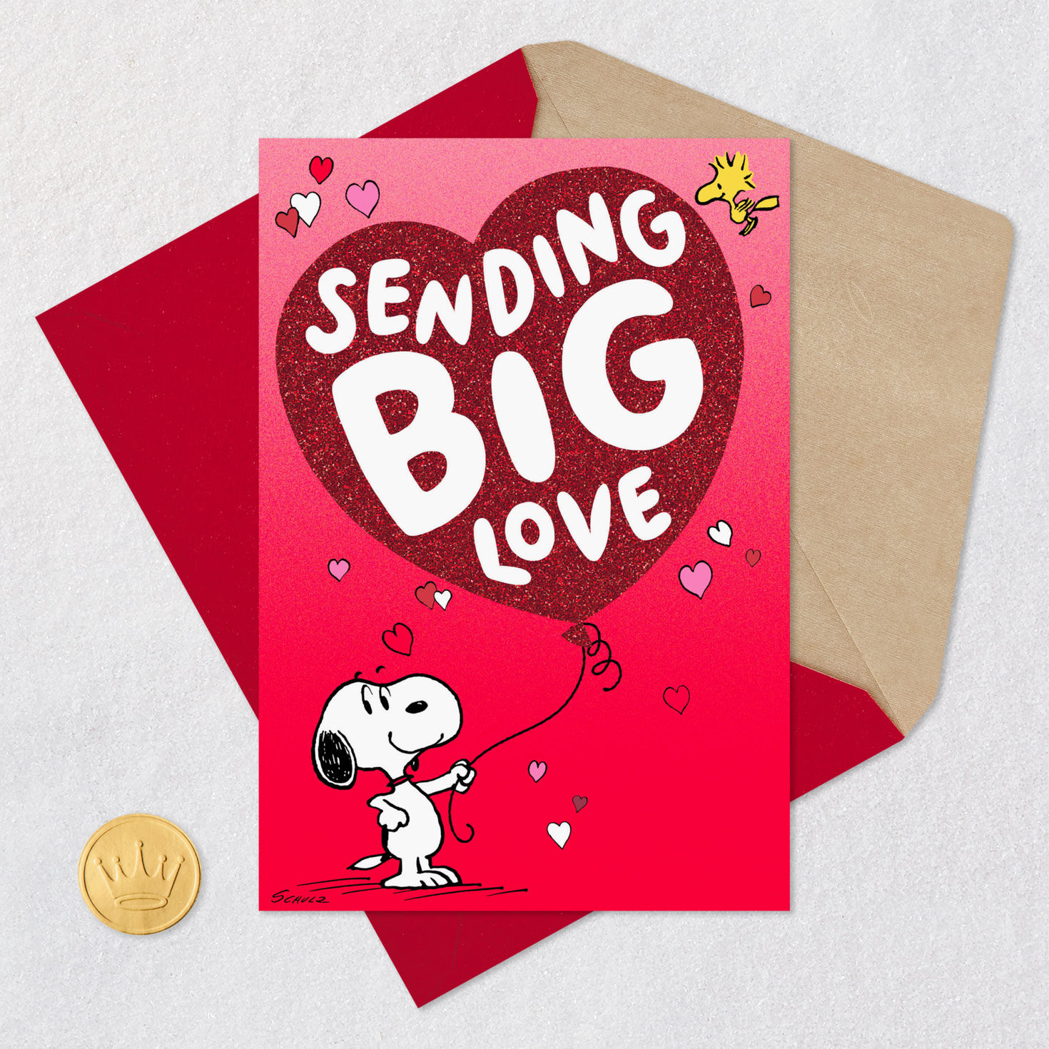 Peanuts® Snoopy and Woodstock Sending Big Love Valentine's Day Card for only USD 3.99 | Hallmark