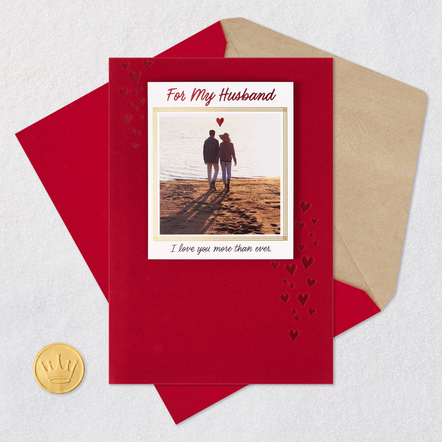 Instant Photo Valentine's Day Card for Husband Card Front with Envelope and Gold Seal image number 7