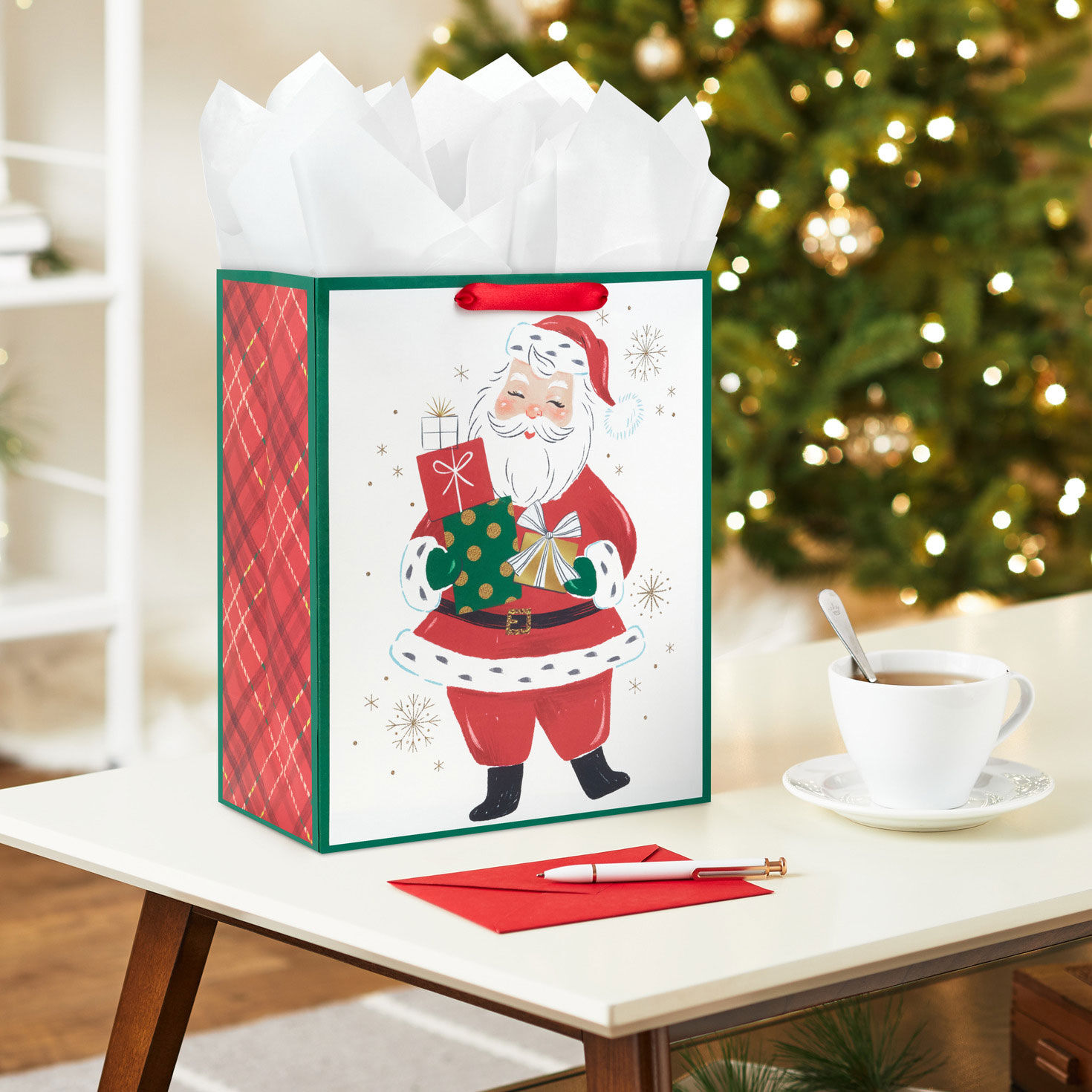 13 Retro Santa With Presents Large Christmas Gift Bag Gift Bags Hallmark