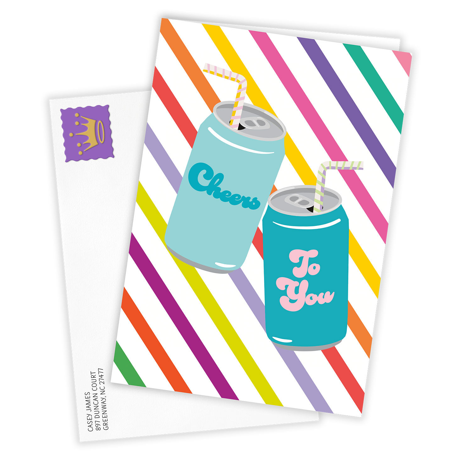 Soda Pop Cans Personalized Congratulations Card Card Front with Envelope image number 2