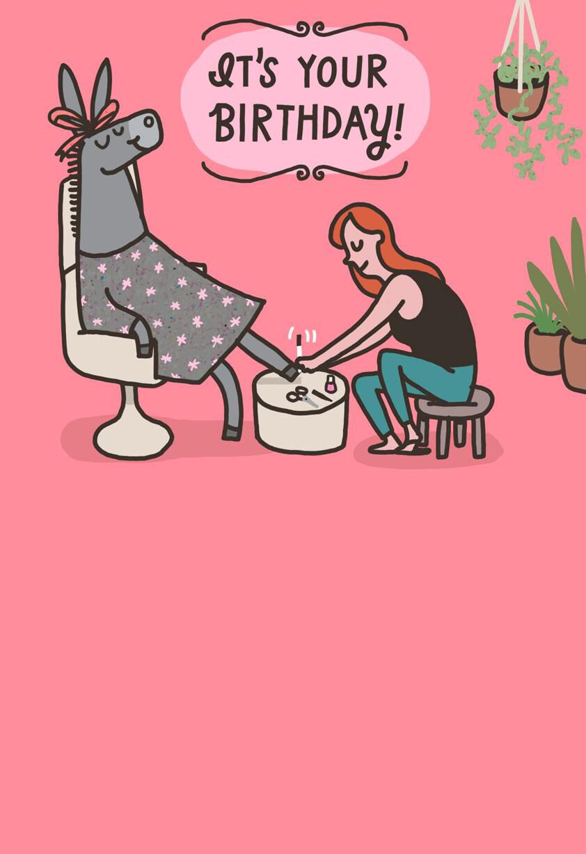 Donkey Pedicure Funny Birthday Card